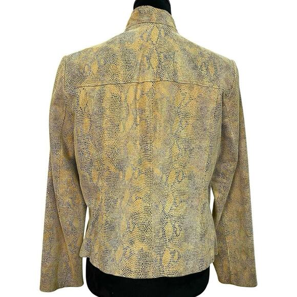 NWOT - Alfani Reptile Print Tan Leather Jacket - Picture 2 of 5